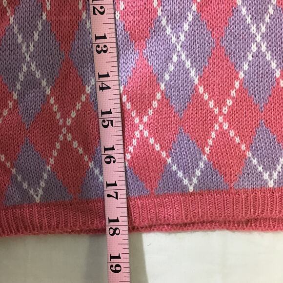 VERY J M Pink Argyle Cable Knit Retro Unique Vintage Sweater Mini Skirt NWT B76 - Picture 9 of 10